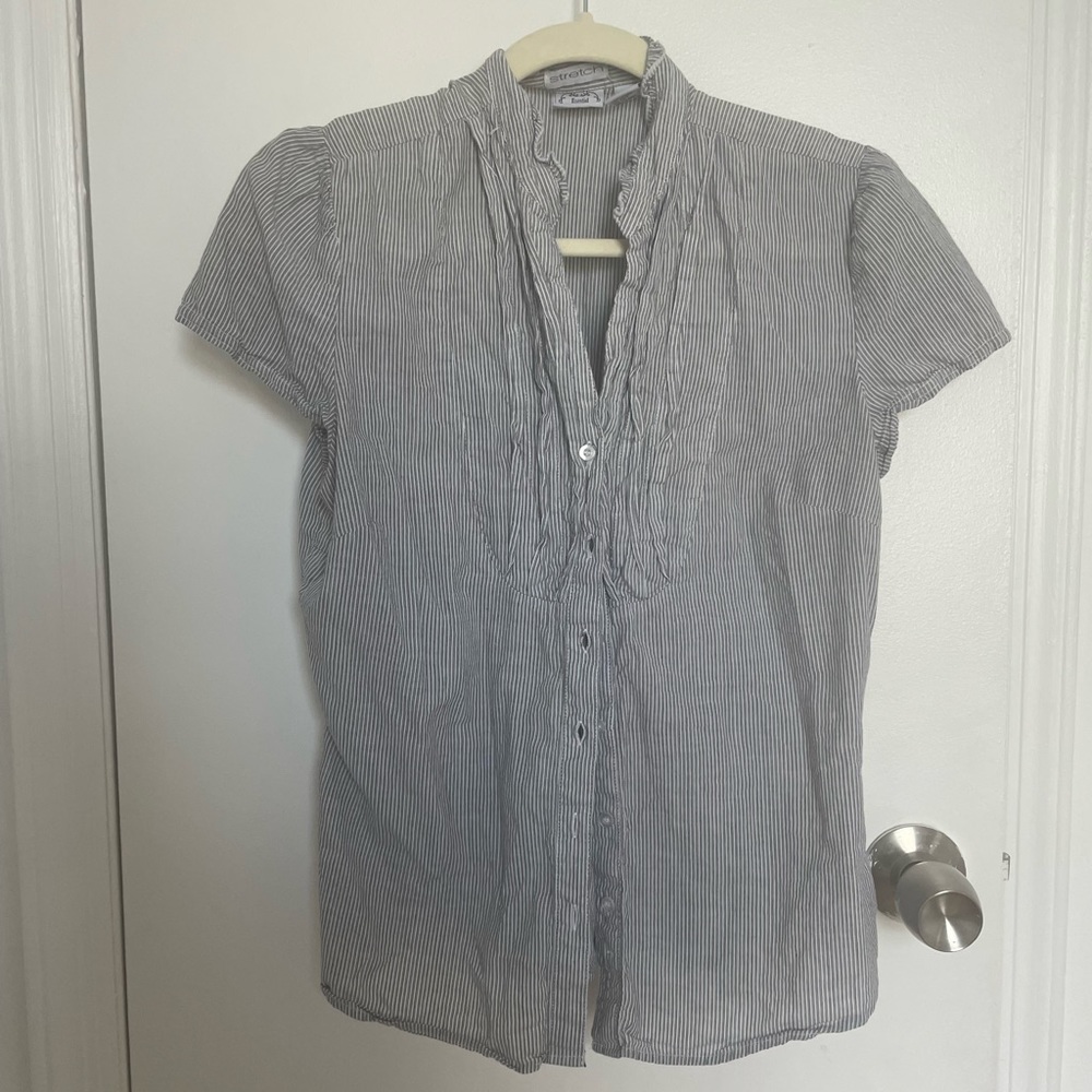 Short Sleeve Button Down Blouse